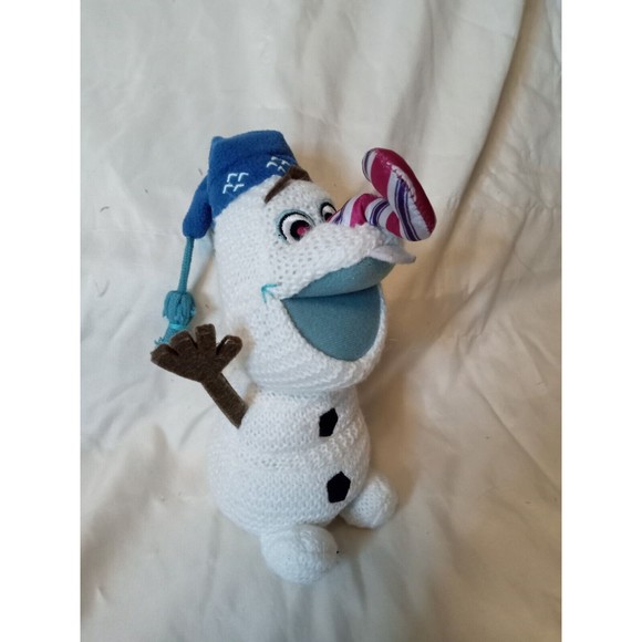 Disney Authentic Olaf's Frozen Adventure Olaf Candy Cane Plush Doll Toy 7 1/2" - Picture 1 of 4